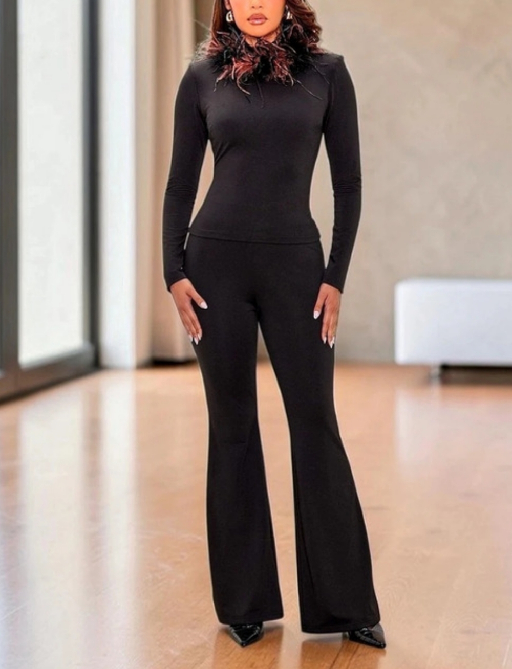 Feathered Pant Set